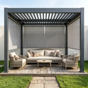 Motorized Retractable Awning Waterproof Aluminum Folding-Arm Sun Shade Canopy for Outdoor Garden Patio Deck