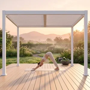 Motorized Sunshade Pergola Aluminum Gazebo Waterproof Patio Cover Outdoor Shelter Attached