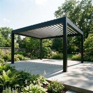 Motorized Wall Attached Aluminum Pergola Waterproof Adjustable Louvered Roof System Outdoor Canopy