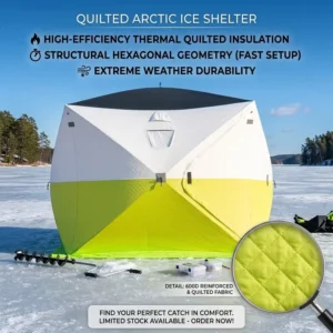 Multi Person Winter Ice Fishing Tent With Chimney Warm Insulated Portable Quick Setup for Camping Outdoor Shelter