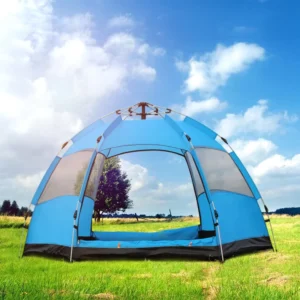 Multi person Double layer Hexagonal Tent for Outdoor Hiking Rainproof Automatic Summer Camping Tent
