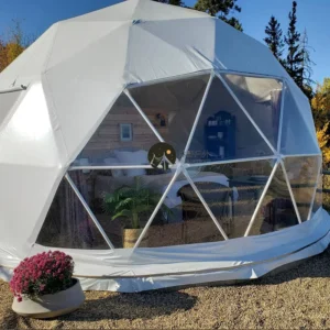 Muye 6m Diameter Glamping Tent Luxury Geodesic Dome Tent Steel Frames and PVC Outdoor Waterproof Camping Tent for Sale