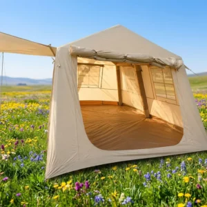 Highland Inflatable Cabin Shelter 420D Oxford 396x270x200cm Khaki PVC Airbeam Operator Glamping