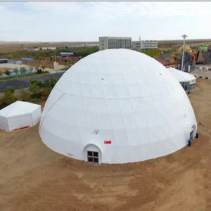New Arrival Outdoor 3m to 50m Diameter Customized Size Beach Tourist Cabins Domo Stable Tent with Steel Nails