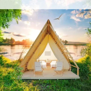 New Design Double Layer Four season Triangle Safari Tent Canvas Waterproof for Outdoor Camping and Catering Events