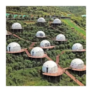 New Design Outdoor Luxury Camping PVC Living Room Glamping Dome Tent Hotel for Resort