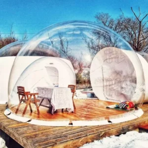 New Product Outdoor Commercial Inflatable Transparent Bubble Camping Tent Inflatable clear Dome Tent with 2 Tunnels