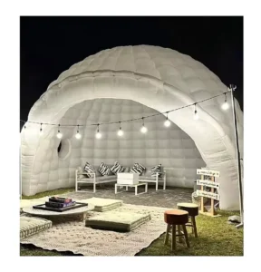 Night Club Inflatable Igloo Dome Tent with LED Lights Weather Resistant Outdoor Party Tent for Backyard Events & Camping