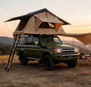No Assembly Required Quick Setup Car-Mounted Soft-Roof Foldable Pyramid Camping Tent
