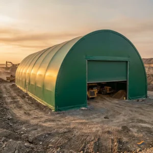 No-Foundation Oilfield Fabric Shelter Arch Roof 60x100m Green PVC Galvanized Frame for Gold and Silver Mine Works