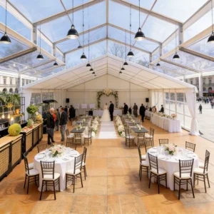 No Inner Pillars Luxury Glasshouse Tent Full Transparent Orangery Atrium Garden Wedding Ceremony Tent