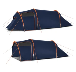 OEM 15D Silicone Nylon Double Layer 4 Season Waterproof 2 3 Person Tunnel Tent Luxury Large Vestibule Outdoor Camping Tent