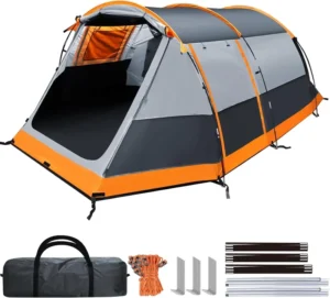 OEM 4 Person Tunnel Family Camping Tent 2 Doors Double Waterproof Groundsheets Screened Room Porch 4 Season Outdoor Shelter Bulk