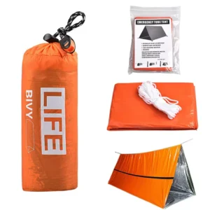 OEM Camping Emergency Tube Tent, Outdoor Survival Portable PE Shelter, Orange
