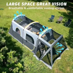OEM Customization 8 Person Large Capacity Waterproof Windproof Outdoor Family Camping Tunnel Tent for Car Camping