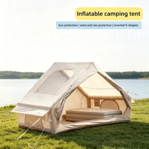 OEM EDM 6.3 Air Tent Beige Waterproof Factory Direct Family Travel Camping Outdoor Portable Modern Design Cotton Inflatable Tent