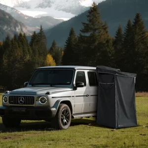 OEM Factory Portable Camping Shower Tent Windproof Vehicle Shower Tent Built with LED Light Bar for Outdoor Use
