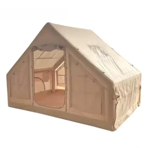 OEM Inflatable Camping Tent Integrated Roof Ridge Outdoor Glamping Air Oxford Cabin Tents for 2 4 Person