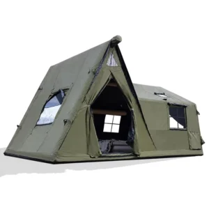 OEM Inflatable Camping Tent with Black Coated Fabric 6 8 Person Waterproof Air Tent for Outdoor Glamping With Two Rooms Design