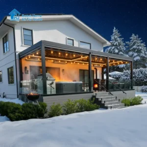 OEM Manufacturer Aluminum Pergola with Motorized Louvered Retractable Roof Canopy Gazebo Waterproof Eco-Friendly