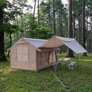 OEM ODM 7sqm Windproof Waterproof Inflatable Camping Tent Air House Camping Tent with Canopy