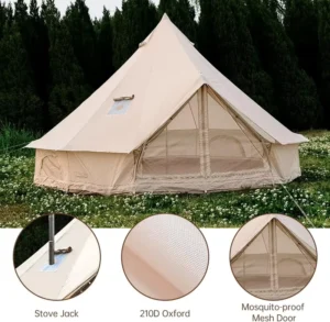 OEM ODM Spacious Family Glamping Bell Tent 4 6 Person Four Season Easy Setup Waterproof Ventilated Oxford Fabric