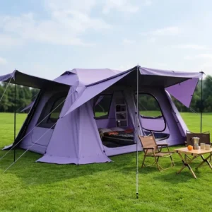 OULO 4 Season Pop Up Tent 2 Room Instant Setup Waterproof UV Coated Aluminum Frame Family Camping Glamping Oxford Cloth