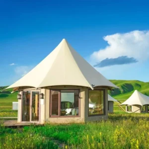 Octagon Glamping Tent Waterproof Safari Lodge Canvas Villa for Hotel Resort