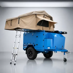 Off-Road Camper Trailer with Rooftop Tent and Slide-Out Kitchen Lightweight Overland Caravan RV with Independent Suspension