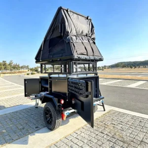 Off Road Trailer Rooftop Tent 4×4 Overland Camper Trailer 304 Stainless Slide Out Kitchen 100L Water Tank Galvanized Chassis