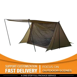 Off-road One Bedroom Camping Tent Single Layer 210T Super Lightweight Four Season Iron Poles Camouflage Oxford Fabric Waterproof