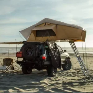 One Bedroom Double Layer Lightweight Auto Roof Top Tent Outdoor Sun Shelter 4 Season Canvas Waterproof Quick Automatic Opening