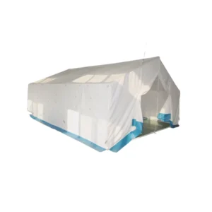 One-Bedroom Polyester Canvas Emergency Tent with Steel Frame, Three-Season, 6.4x5m, Waterproof
