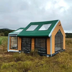 One Room One Hall House Shaped Inflatable Tent Heavy Rain Resistant Portable Fast Setup Family Camping Shelter Custom Printed