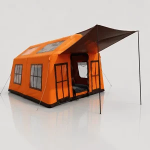Orange 3x5m Inflatable Shelter for Remote Construction Site Offices with Wind Resistant Structural Design