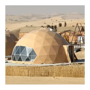 Orange Aluminum Structure Dome Tent with Sand-Resistant PVC Fabric, Waterproof Desert Glamping House