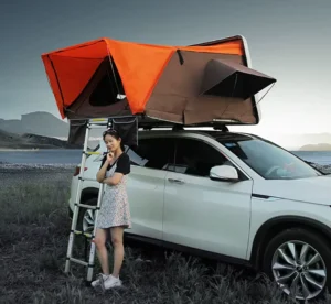 Outdoor 4 Person Side Fold Out 2XL Hard Shell Aluminum Rooftop Tent with Side Opening Hybrid Waterproof Four Season Rack