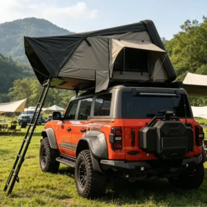 Outdoor 4 Person Side Fold Out 2XL Hard Shell Aluminum Rooftop Tents Side Opening Hybrid Roof Top Tent