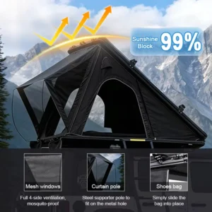 Outdoor 4 Season Heavy Duty 4×4 Foldable Aluminium Hard Shell Rooftop Tent with 600D Oxford Fabric