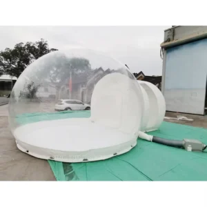 Outdoor 5m Clear Inflatable Bubble Dome Tent with Steel Frame Entrance Tunnel for Resort Glamping