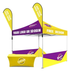 Outdoor Advertising Exhibition Tent Custom Logo Four-Legged 3×3 Meters Aluminum Alloy Frame 300D/600D Fabric