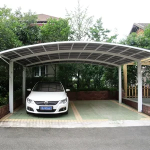 Outdoor Aluminum Alloy Carport with Windproof Polycarbonate Car Awning, 2-Car Parking Shed, UV Coated