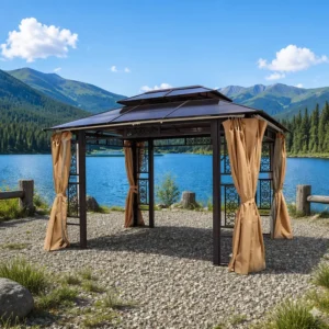 Outdoor Aluminum Alloy Pergola Metal Gazebo Villa Courtyard Garden Pavilion Sunshade Canopy Waterproof Windproof Terrace