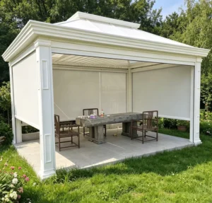 Outdoor Aluminum Bioclimatic Louvered Gazebo Pavilion with Electric Adjustable Motorized System 6000 Series