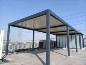 Outdoor Aluminum Canopy Gazebo in Multiple Sizes With Electric Bio Limestone Arch