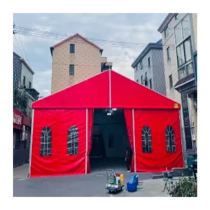 Outdoor Aluminum-Frame Glass Wedding and Party Tent, Red, 300-500 Person Capacity