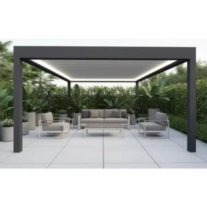 Outdoor Aluminum Gazebo Waterproof Motorized Louvered Roof Bioclimatic Pergola