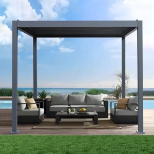 Outdoor Aluminum Manual Retractable Waterproof Pergola Canopy Gazebo