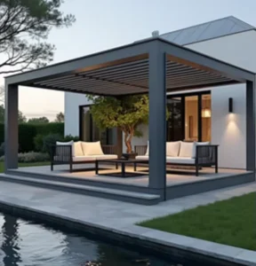 Outdoor Aluminum Motorized Bioclimatic Waterproof Canopy Pergola Gazebo with Aluminum Frame