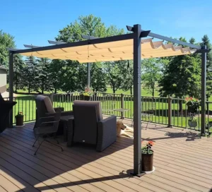 Outdoor Aluminum Pergola with Waterproof Sunshade Canopy for Porch, Garden, and Backyard